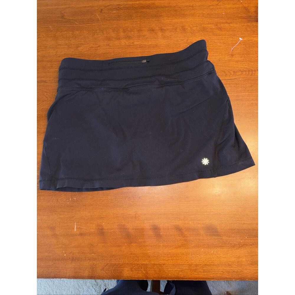 Women L Athleta Skort Skirt Black Pull-On Stretch Travel Golf Casual 14” - Picture 3 of 6